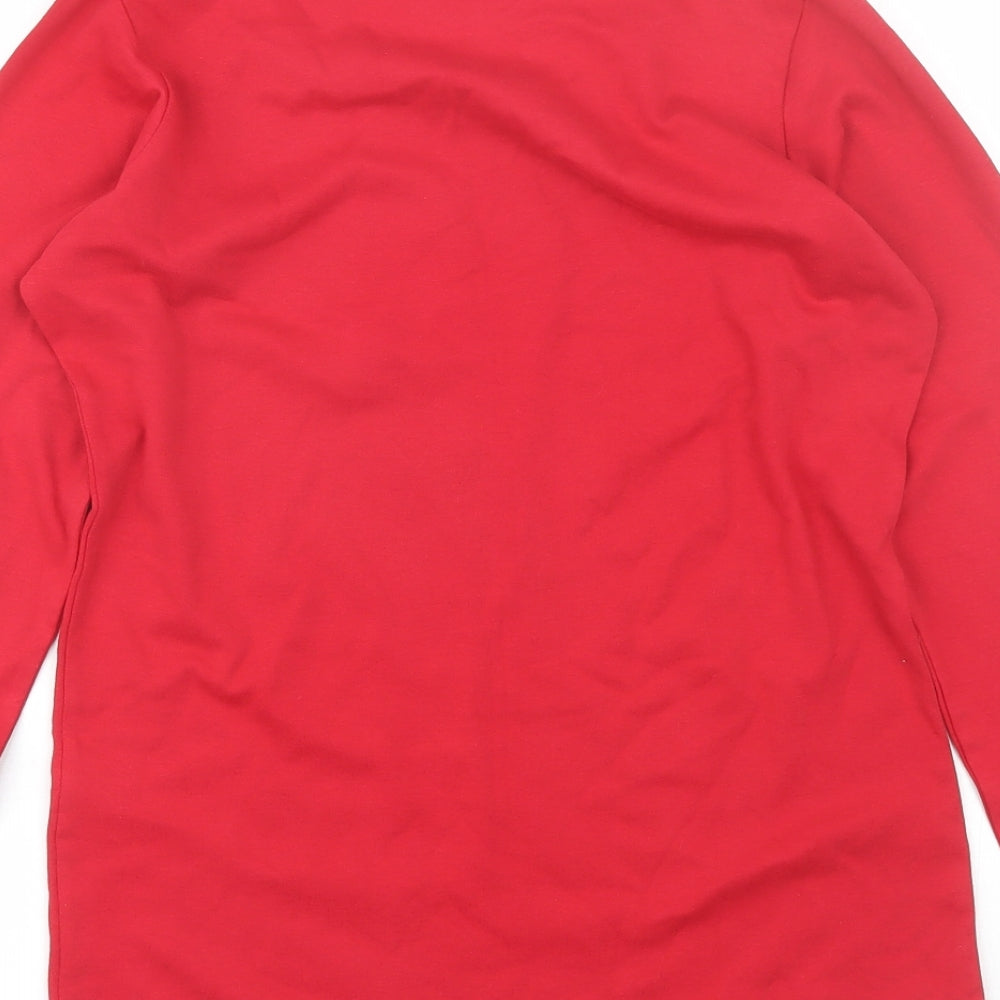 Isle Womens Red  Cotton Basic T-Shirt Size S Round Neck