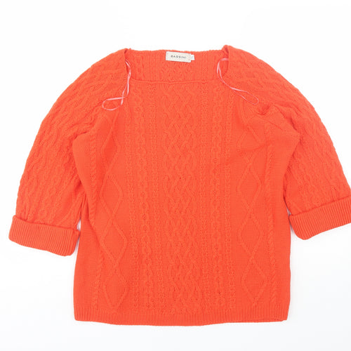 BASSINI Womens Orange Square Neck  Acrylic Pullover Jumper Size XL