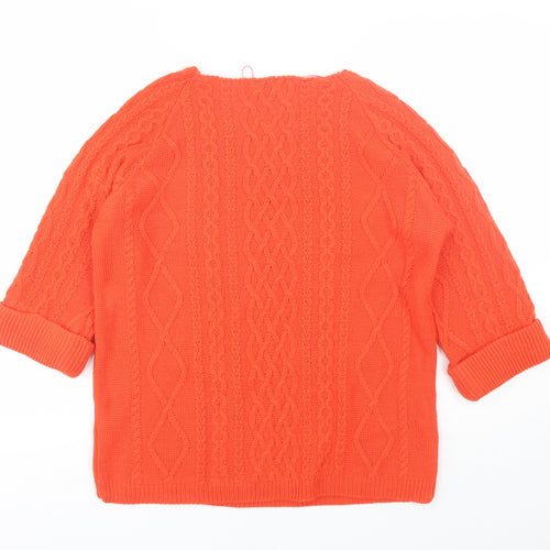 BASSINI Womens Orange Square Neck  Acrylic Pullover Jumper Size XL