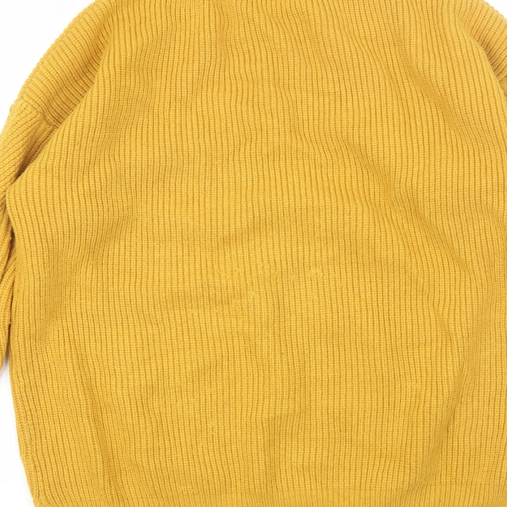 NEXT Womens Yellow V-Neck  Viscose Pullover Jumper Size M
