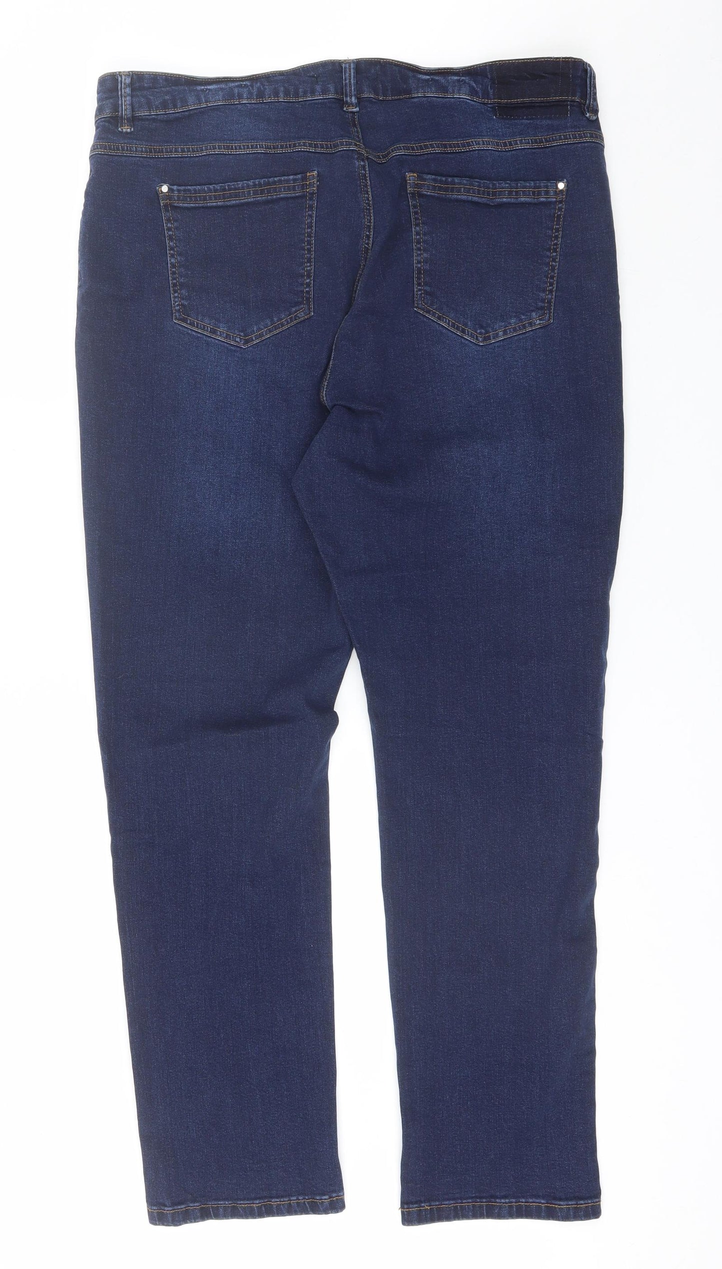 Evans Womens Blue  Cotton Straight Jeans Size 18 L30 in Regular