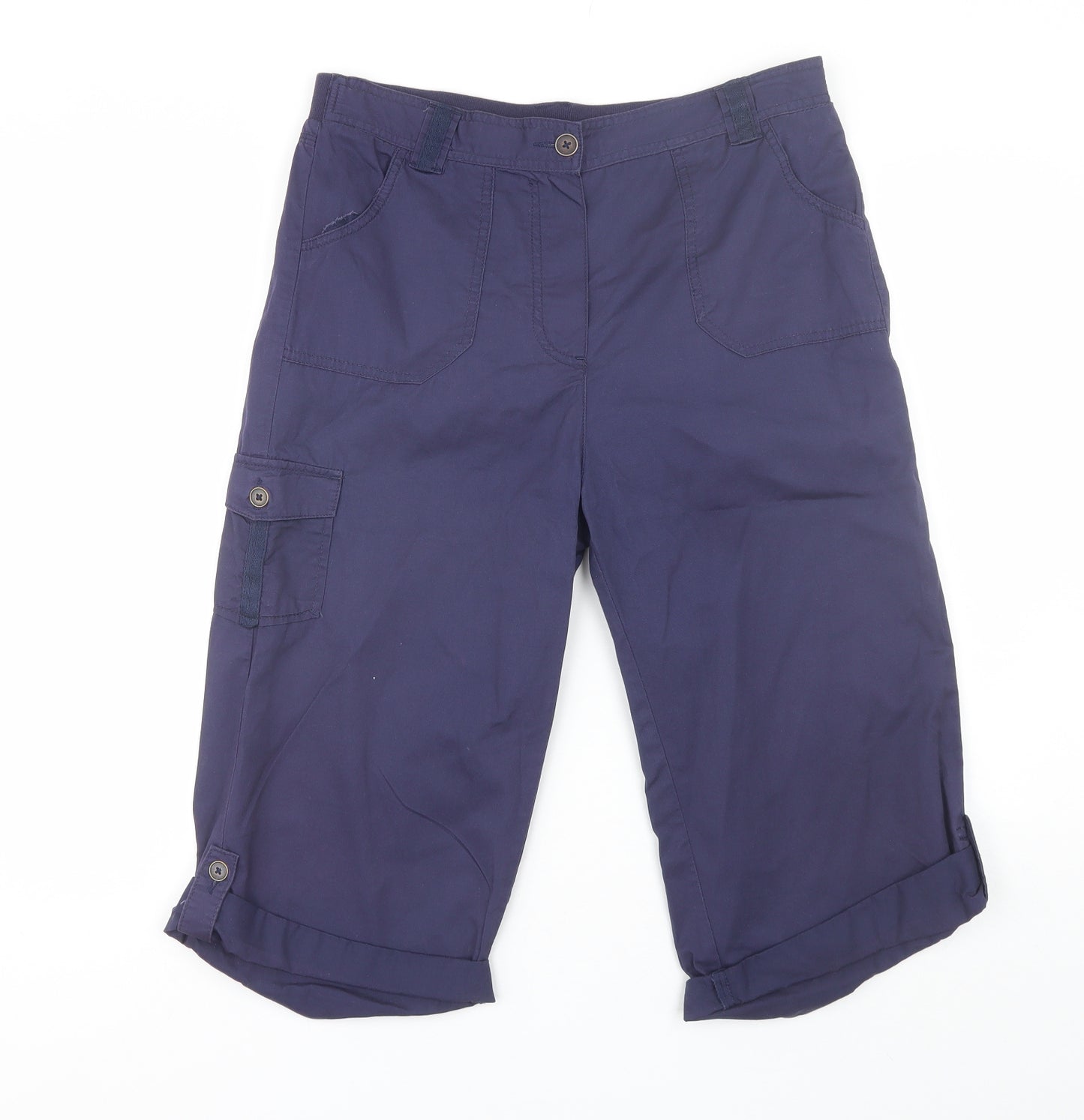 Cotton Traders Womens Blue  Cotton Cargo Shorts Size 14 L15 in Regular