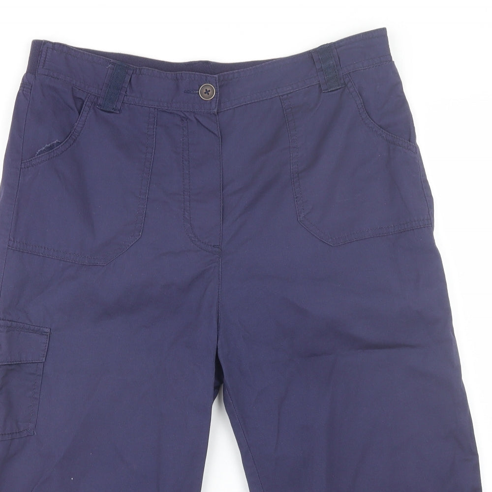 Cotton Traders Womens Blue  Cotton Cargo Shorts Size 14 L15 in Regular
