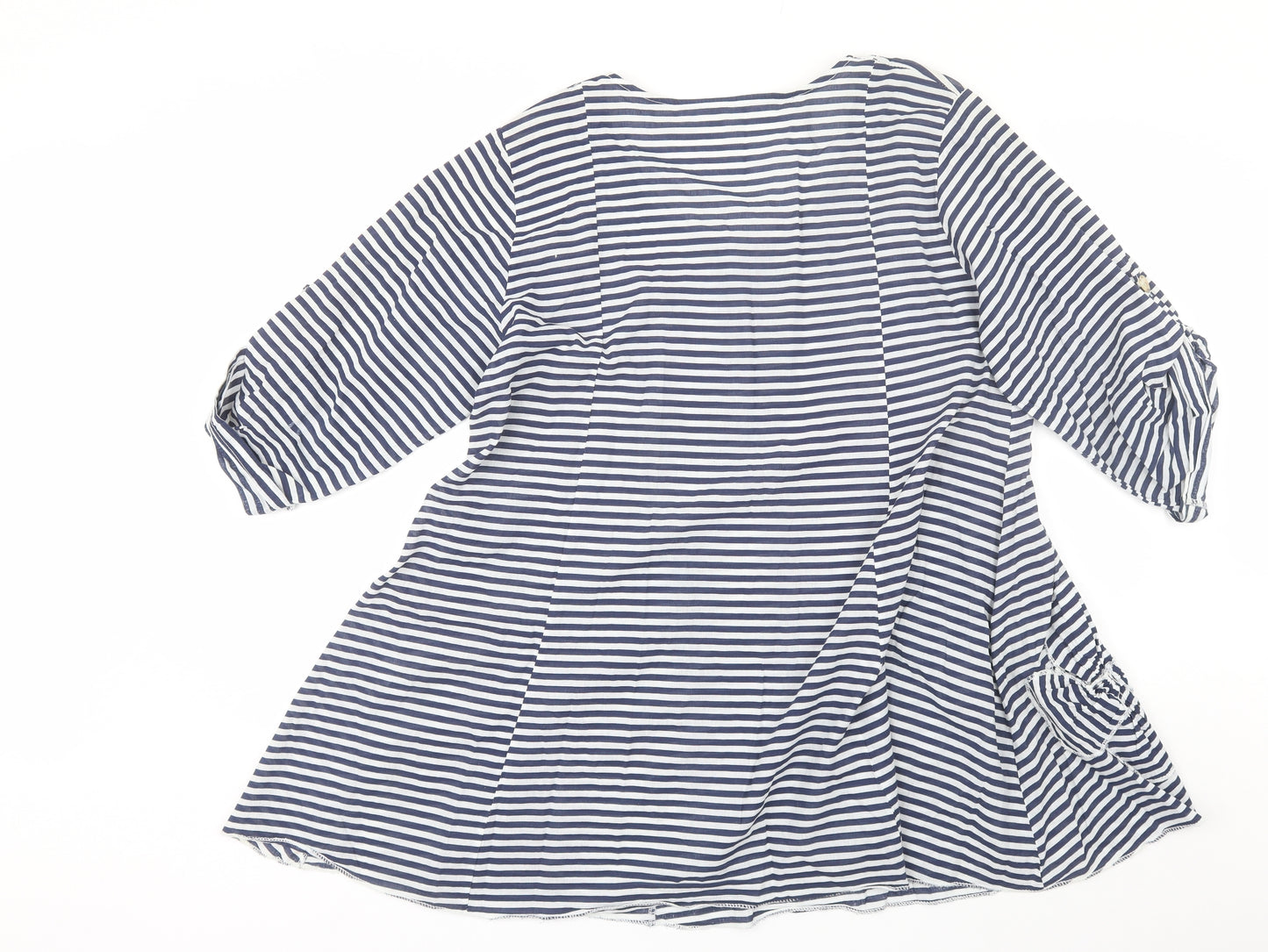 Preworn Womens Blue Striped Cotton Shift  One Size  Round Neck