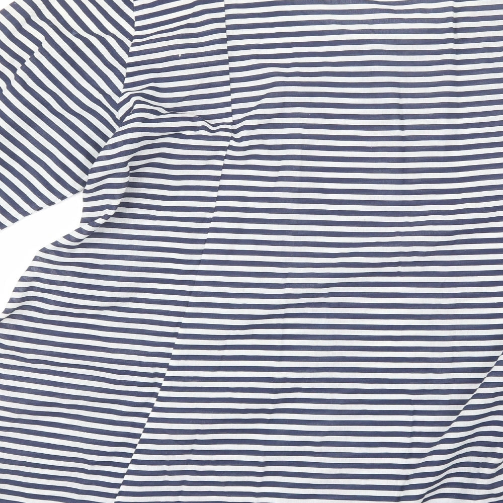 Preworn Womens Blue Striped Cotton Shift  One Size  Round Neck