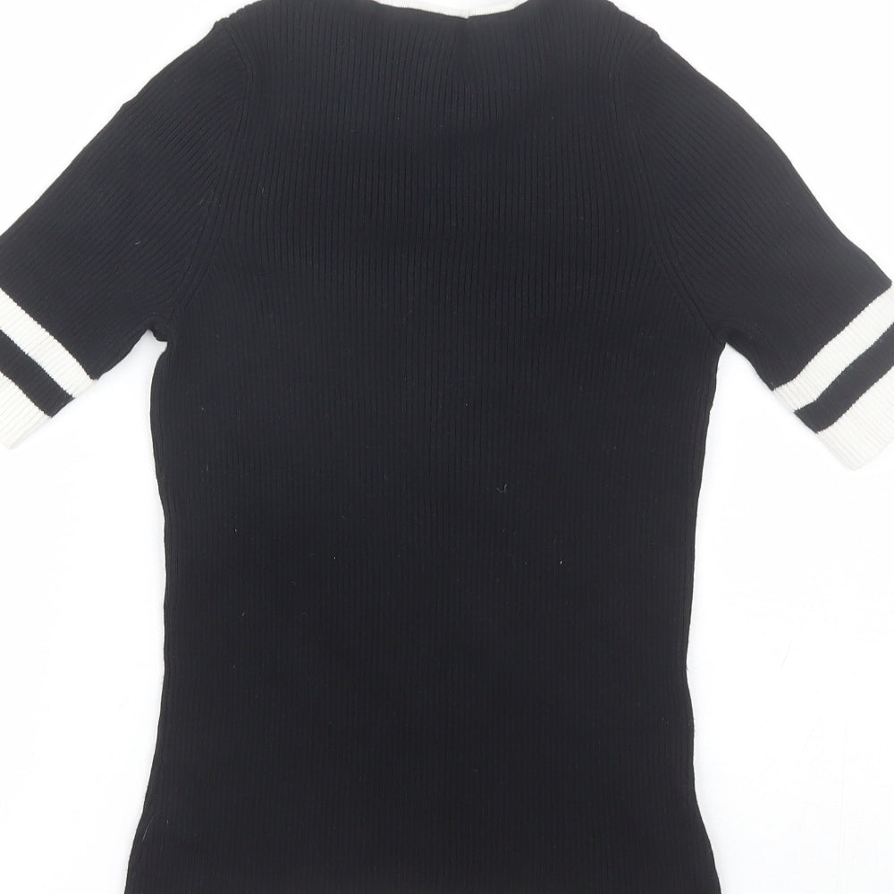 River Island Womens Black  Viscose Basic T-Shirt Size 10 Round Neck
