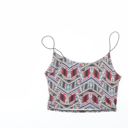 New Look Womens Blue Geometric Cotton Camisole Tank Size 8 V-Neck