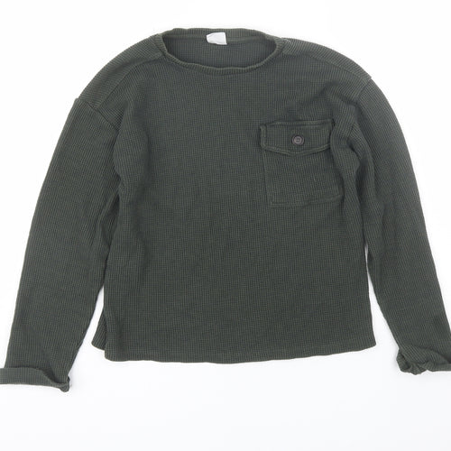 Zara Boys Green Round Neck  Polyester Pullover Jumper Size 13-14 Years