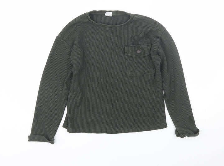 Zara Boys Green Round Neck  Polyester Pullover Jumper Size 13-14 Years