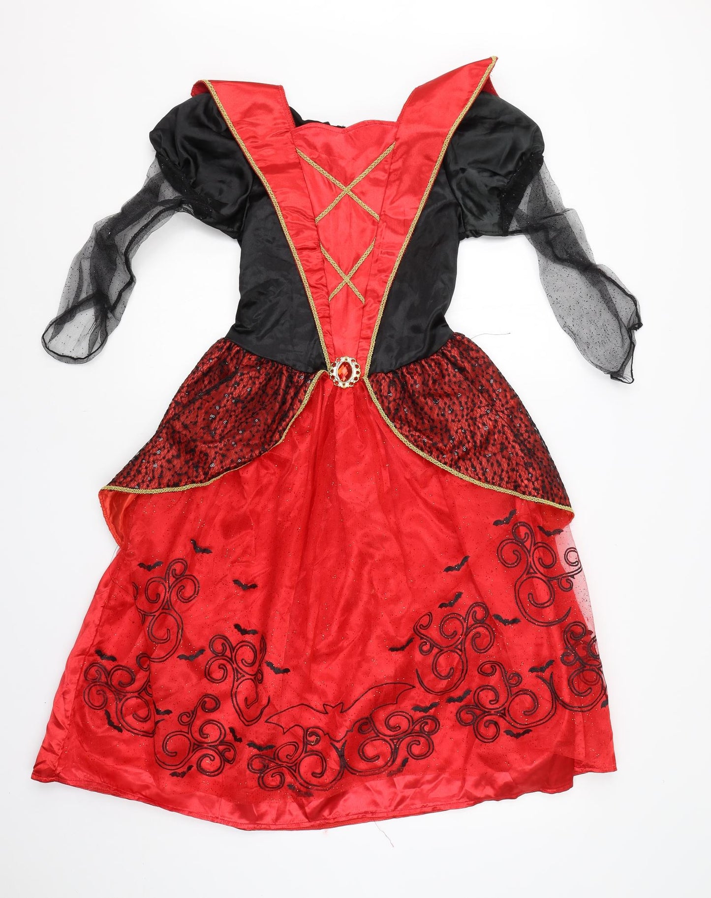 Preworn Girls Red  Polyester Tutu Dress  Size 9-10 Years  Collared