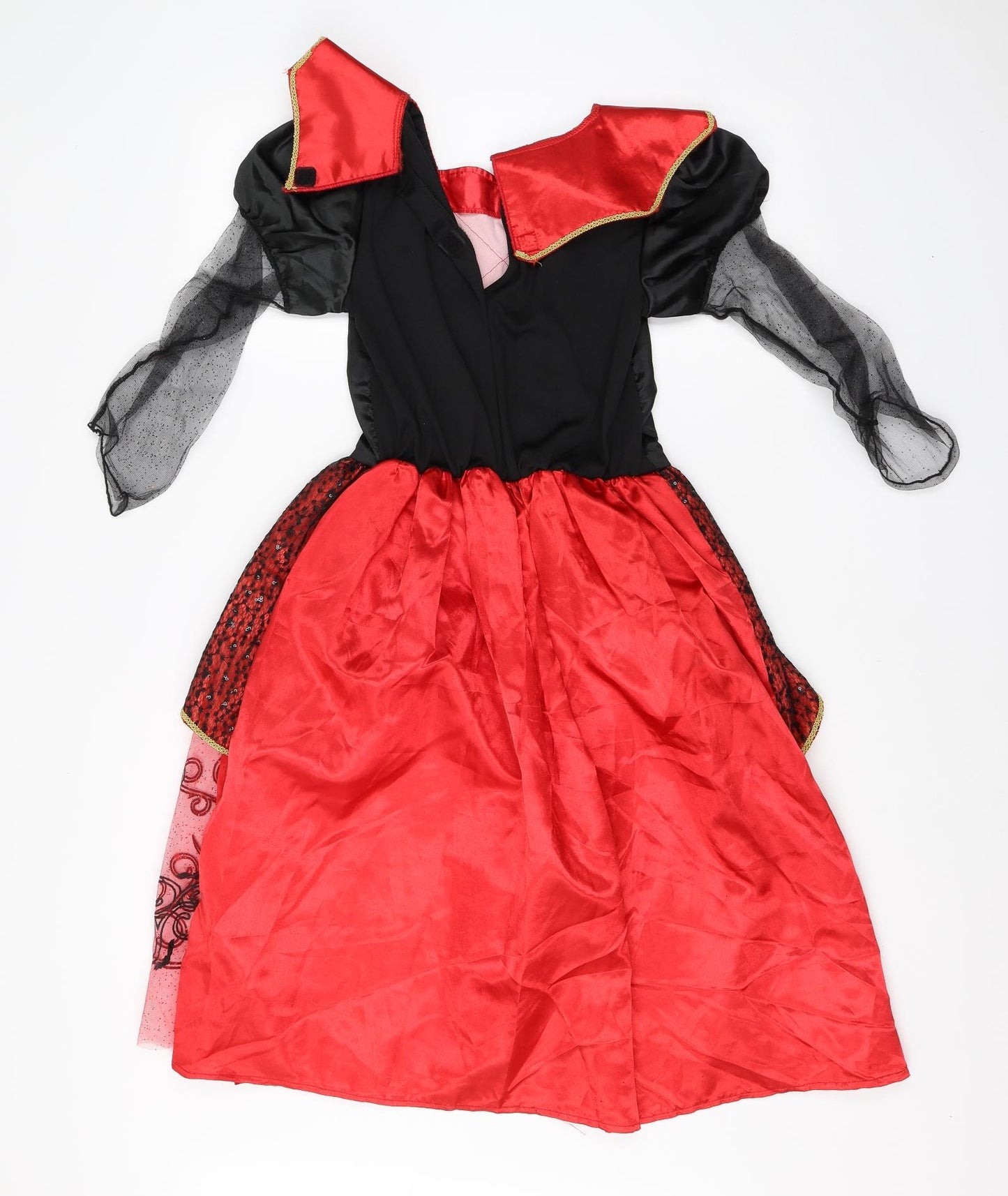 Preworn Girls Red  Polyester Tutu Dress  Size 9-10 Years  Collared