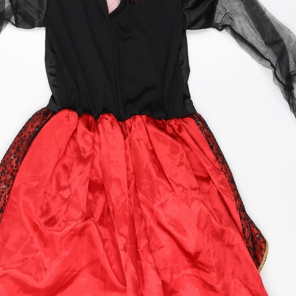 Preworn Girls Red  Polyester Tutu Dress  Size 9-10 Years  Collared