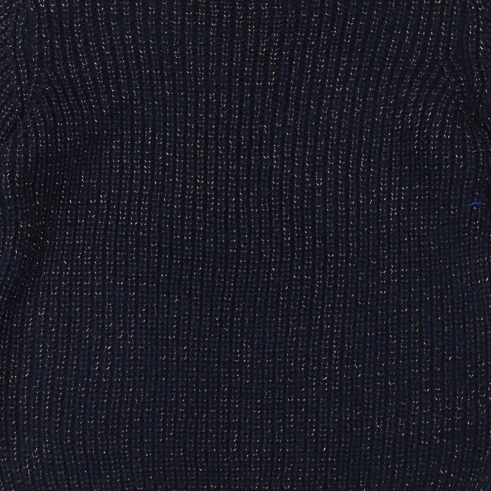 Papaya Womens Blue Round Neck  Acrylic Pullover Jumper Size L