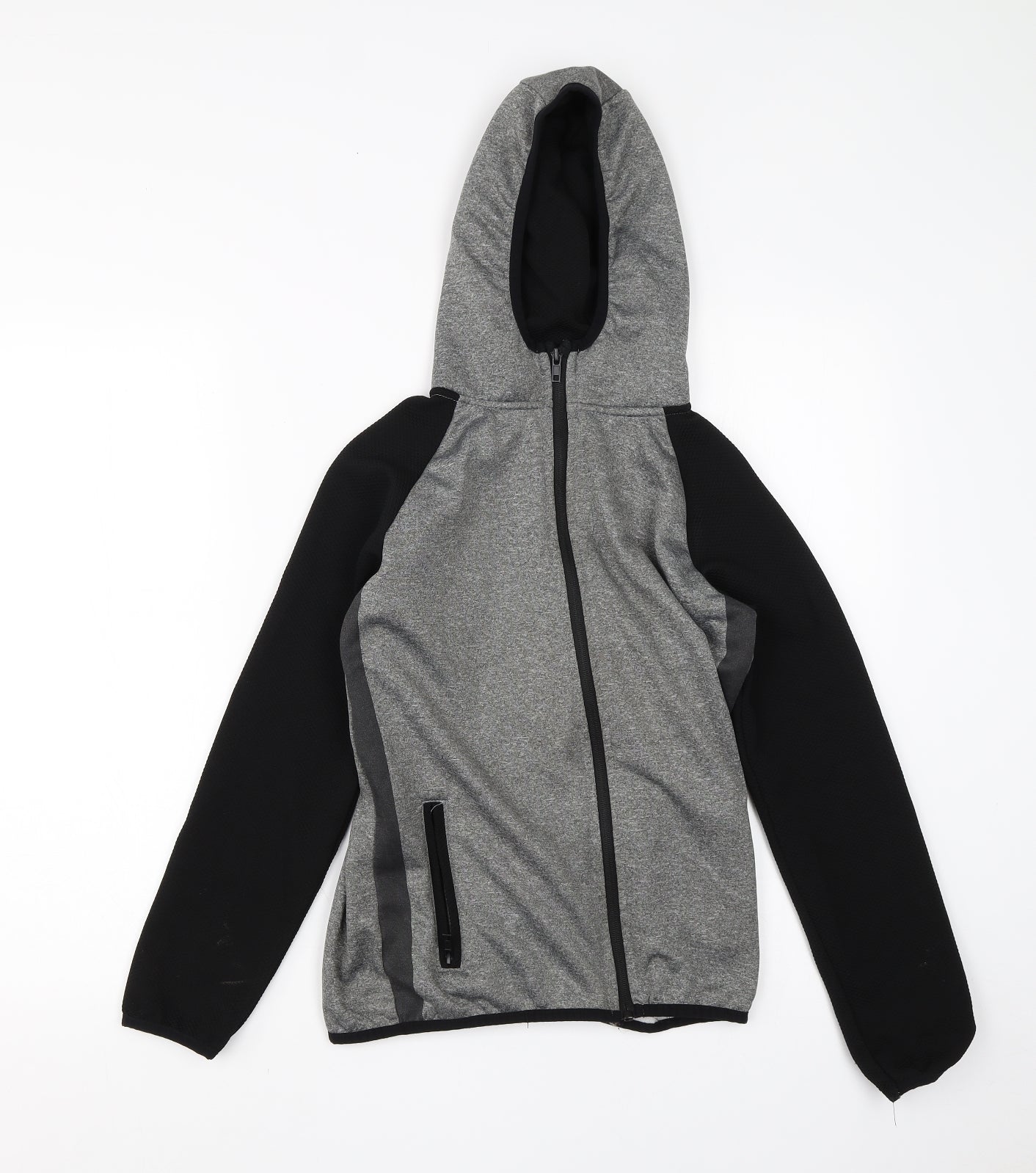 Primark Boys Grey  Polyester Full Zip Hoodie Size 11-12 Years  Zip