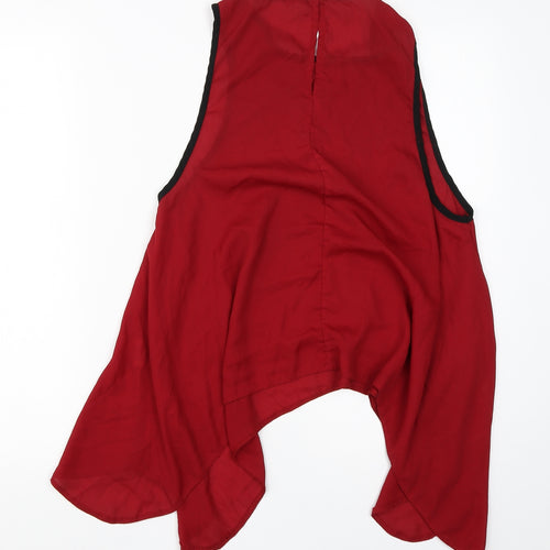eve Womens Red  Polyester Basic Blouse Size 14 Round Neck