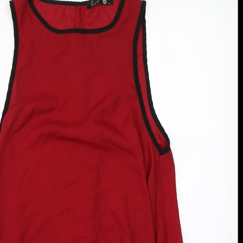 eve Womens Red  Polyester Basic Blouse Size 14 Round Neck