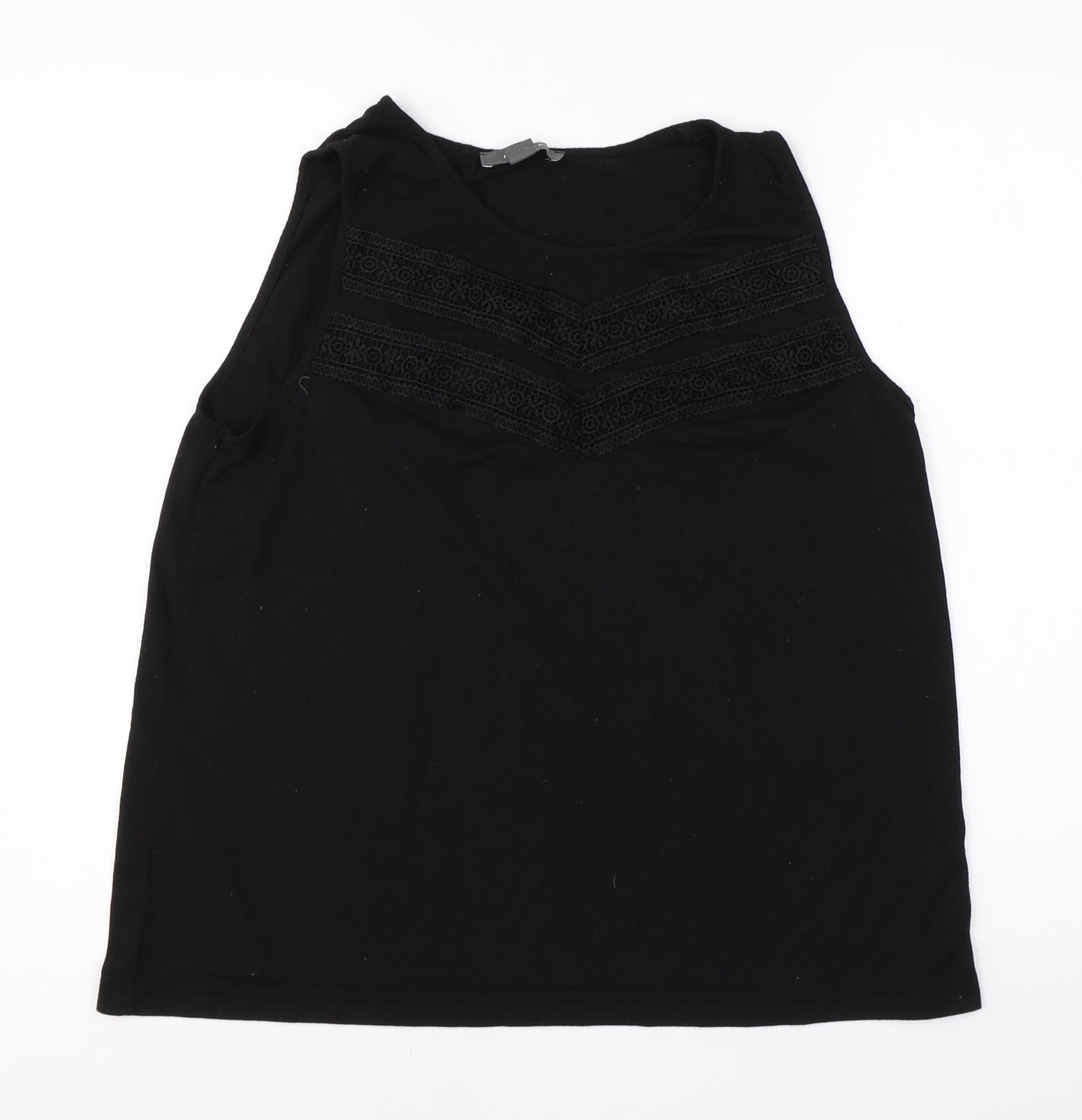 Primark Womens Black  Polyester Basic Tank Size L Round Neck