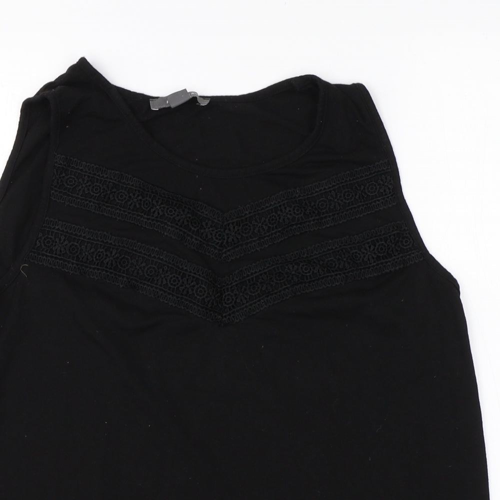 Primark Womens Black  Polyester Basic Tank Size L Round Neck