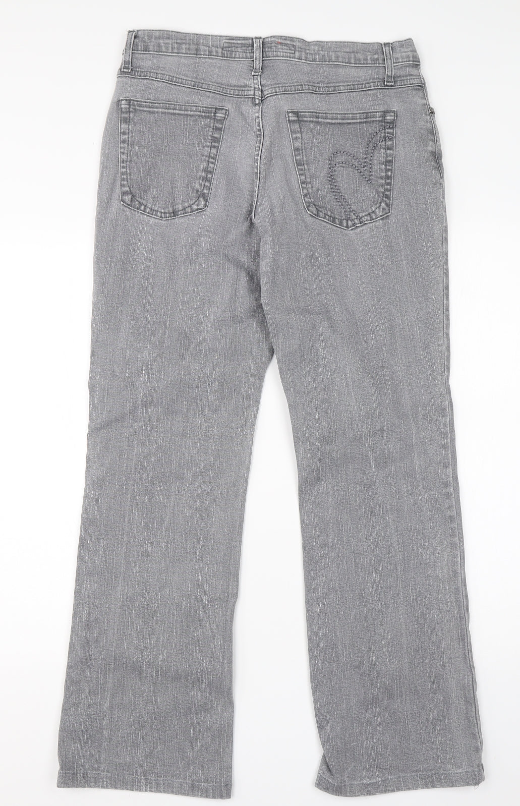 Per Una Womens Grey  Cotton Straight Jeans Size 14 L28 in Regular