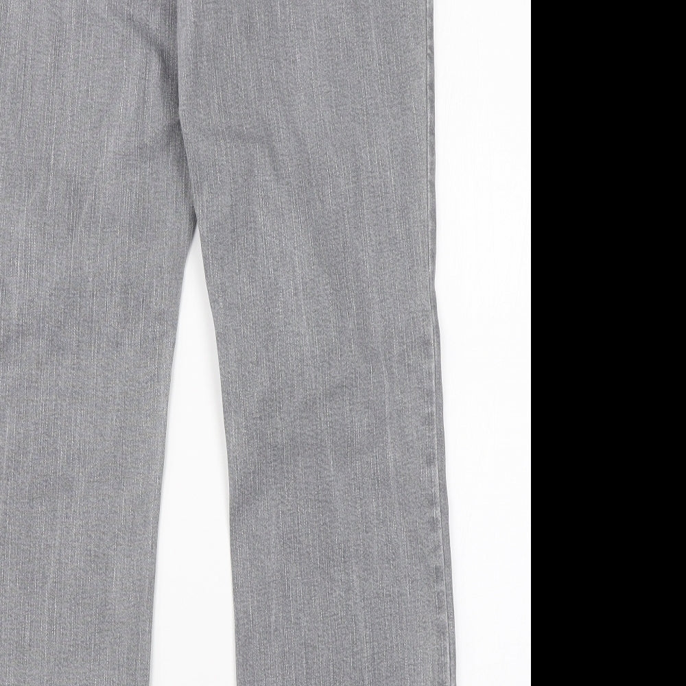 Per Una Womens Grey  Cotton Straight Jeans Size 14 L28 in Regular
