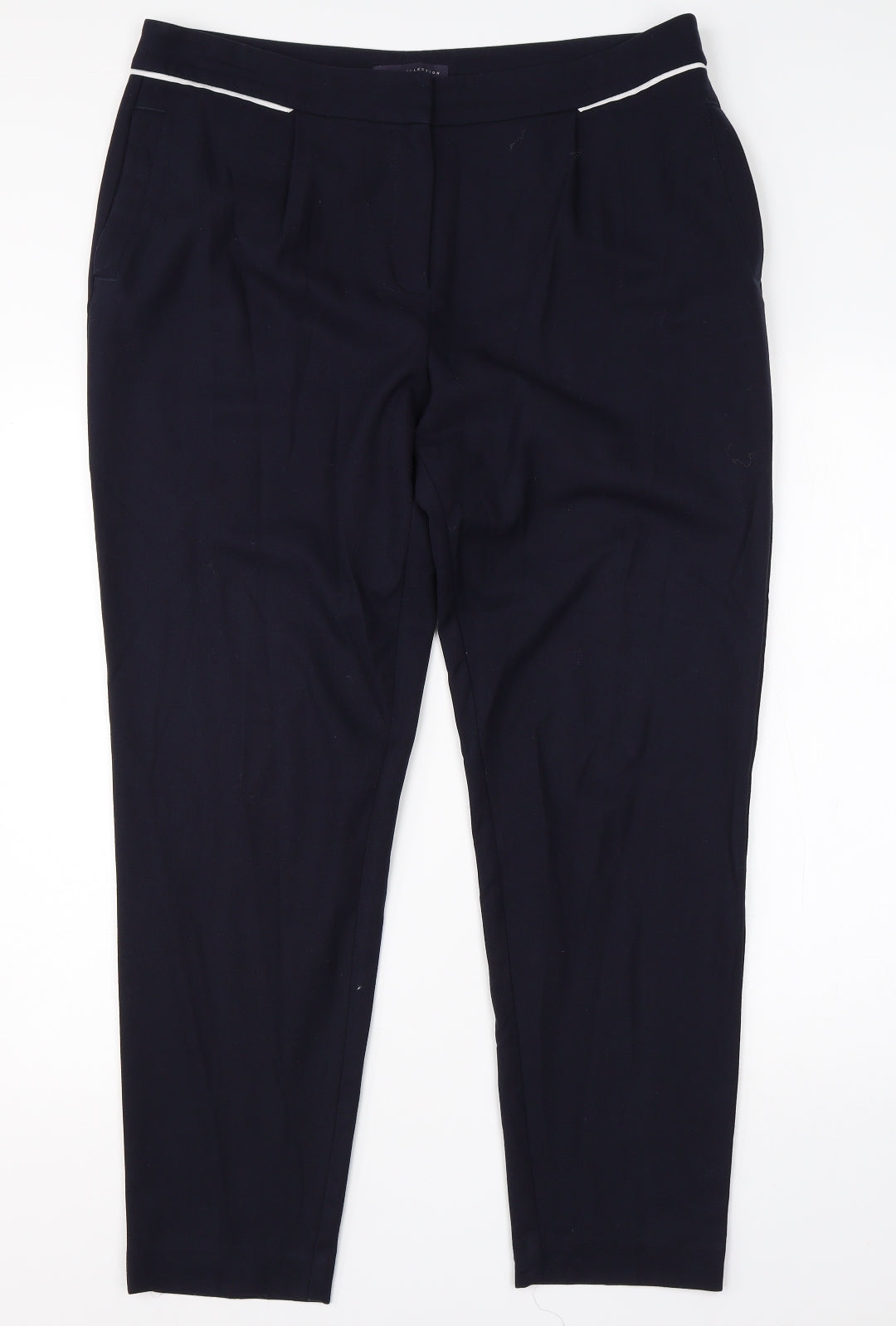 M&S Womens Blue  Polyester Dress Pants Trousers Size 16 L26 in Regular