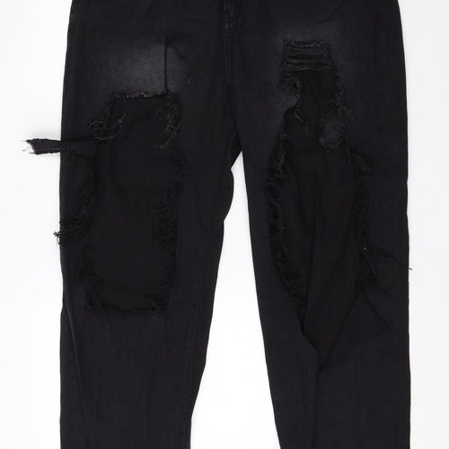 SheIn Womens Black  Cotton Straight Jeans Size 44 L27 in Regular