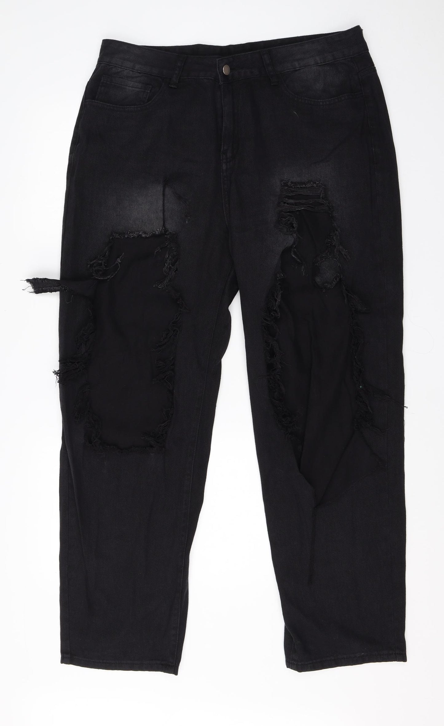 SheIn Womens Black  Cotton Straight Jeans Size 44 L27 in Regular