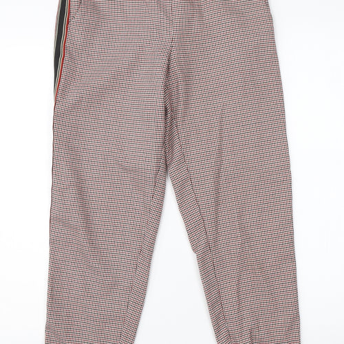 Primark Womens Red Houndstooth Viscose Trousers  Size 8 L23 in Regular