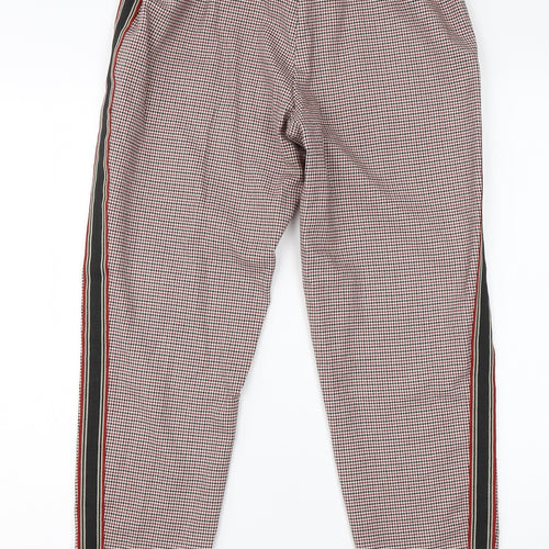 Primark Womens Red Houndstooth Viscose Trousers  Size 8 L23 in Regular
