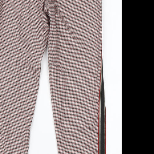 Primark Womens Red Houndstooth Viscose Trousers  Size 8 L23 in Regular