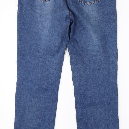 TU Womens Blue  Cotton Straight Jeans Size 14 L25 in Regular