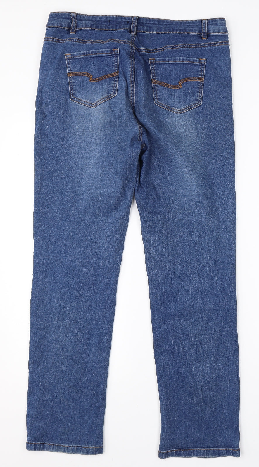 TU Womens Blue  Cotton Straight Jeans Size 14 L25 in Regular