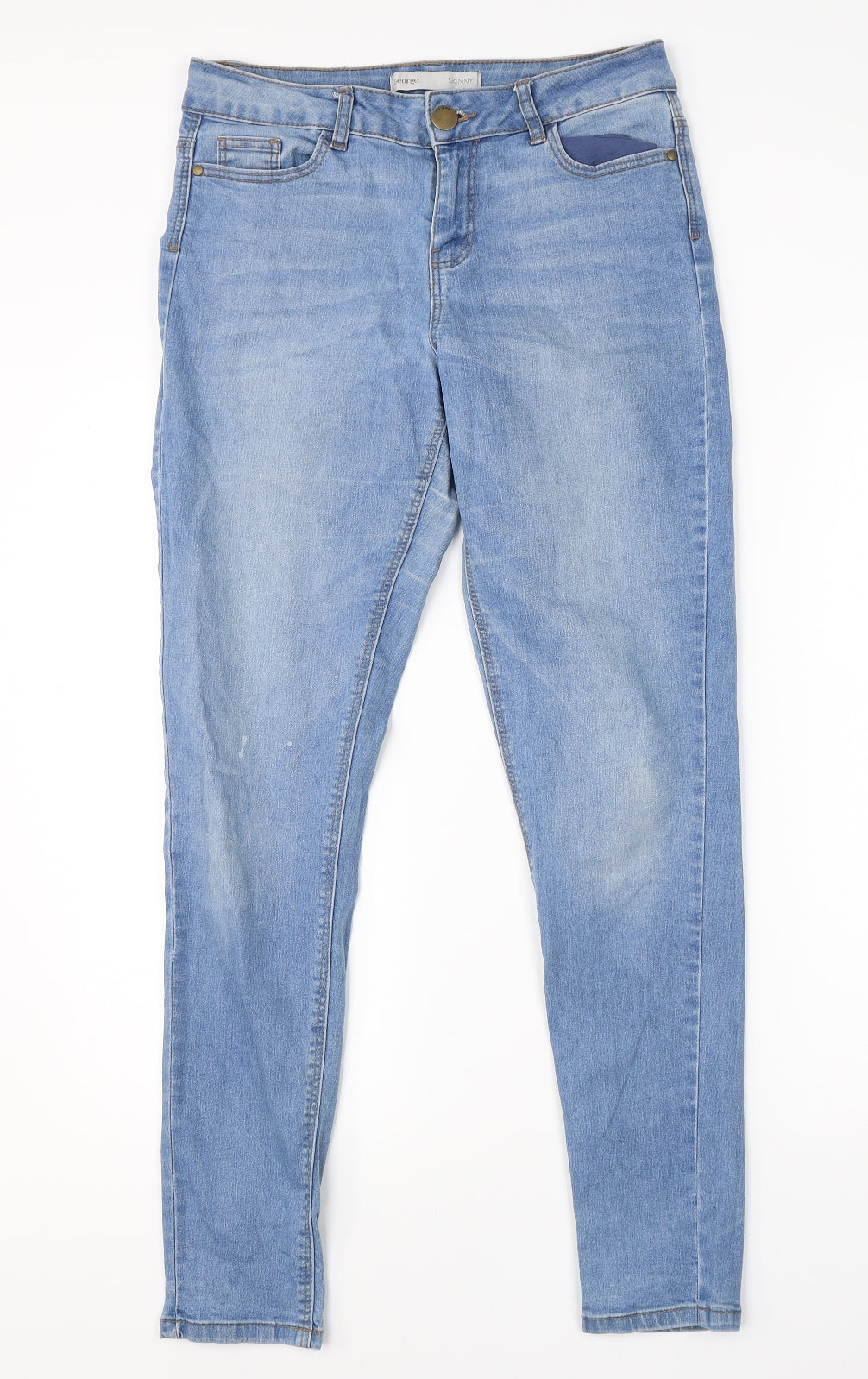 George Womens Blue  Cotton Skinny Jeans Size 10 L27 in Regular