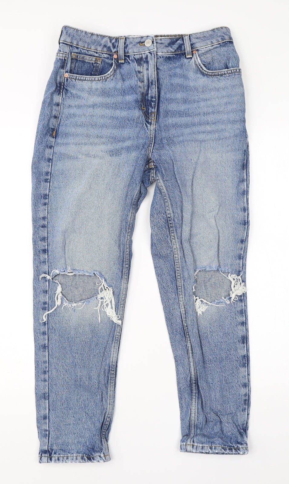 NEXT Womens Blue  Cotton Mom Jeans Size 10 L24 in Regular
