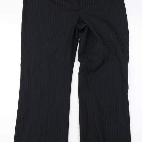 F&F Womens Black Striped Viscose Dress Pants Trousers Size 14 L27 in Regular