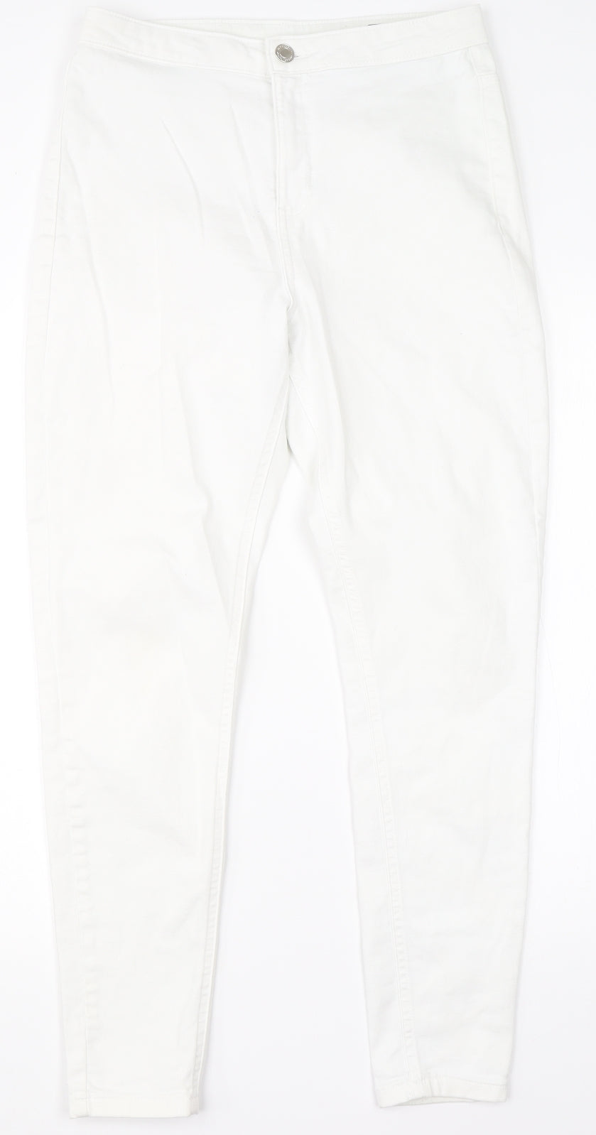 M&S Womens White  Cotton Skinny Jeans Size 12 L26 in Regular