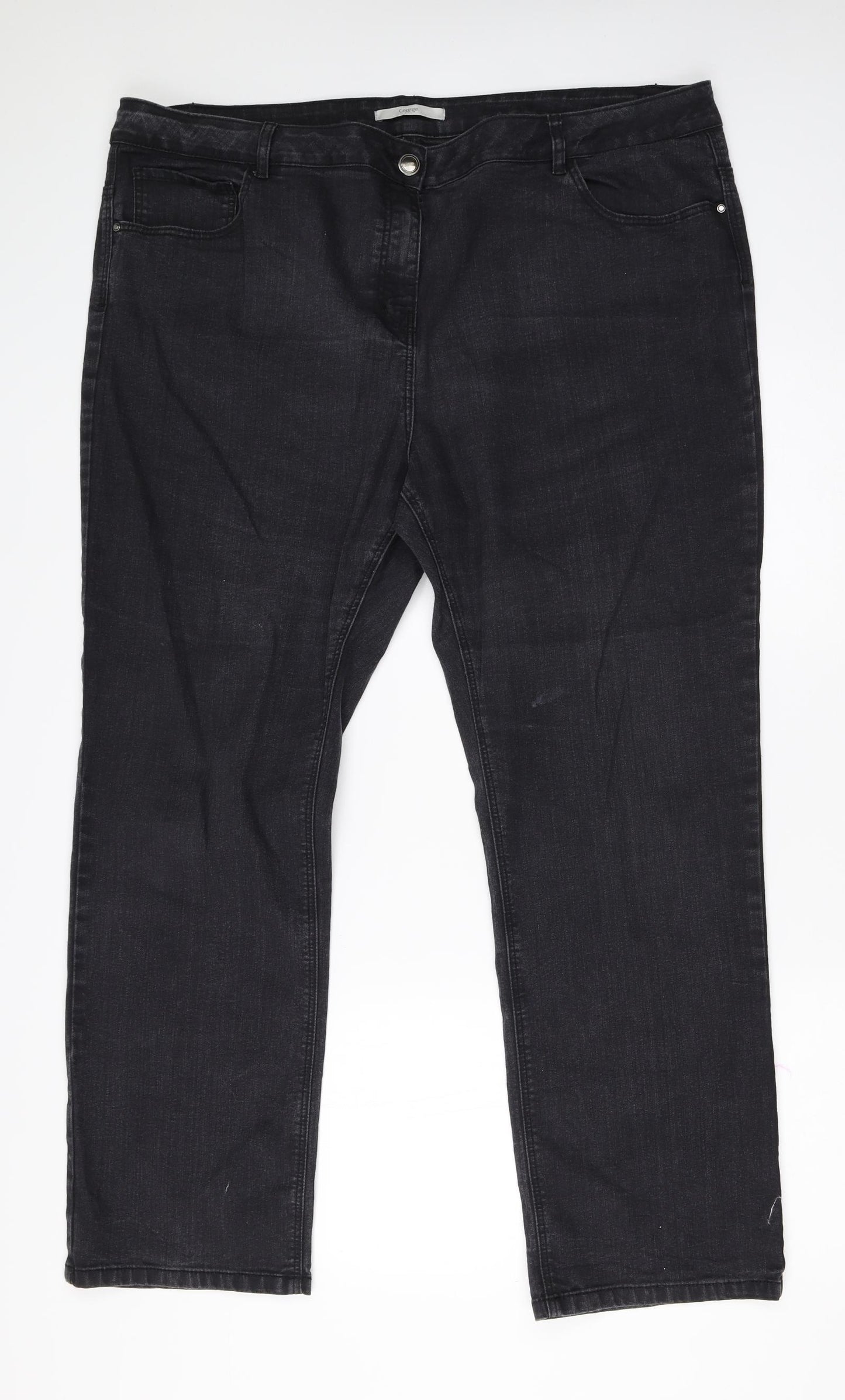 George Womens Black  Cotton Straight Jeans Size 22 L26 in Regular
