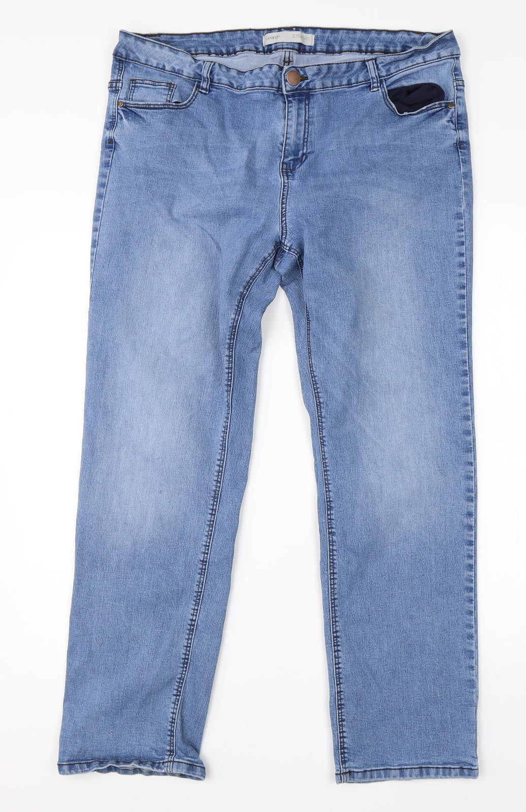 George Womens Blue  Cotton Straight Jeans Size 18 L26 in Regular