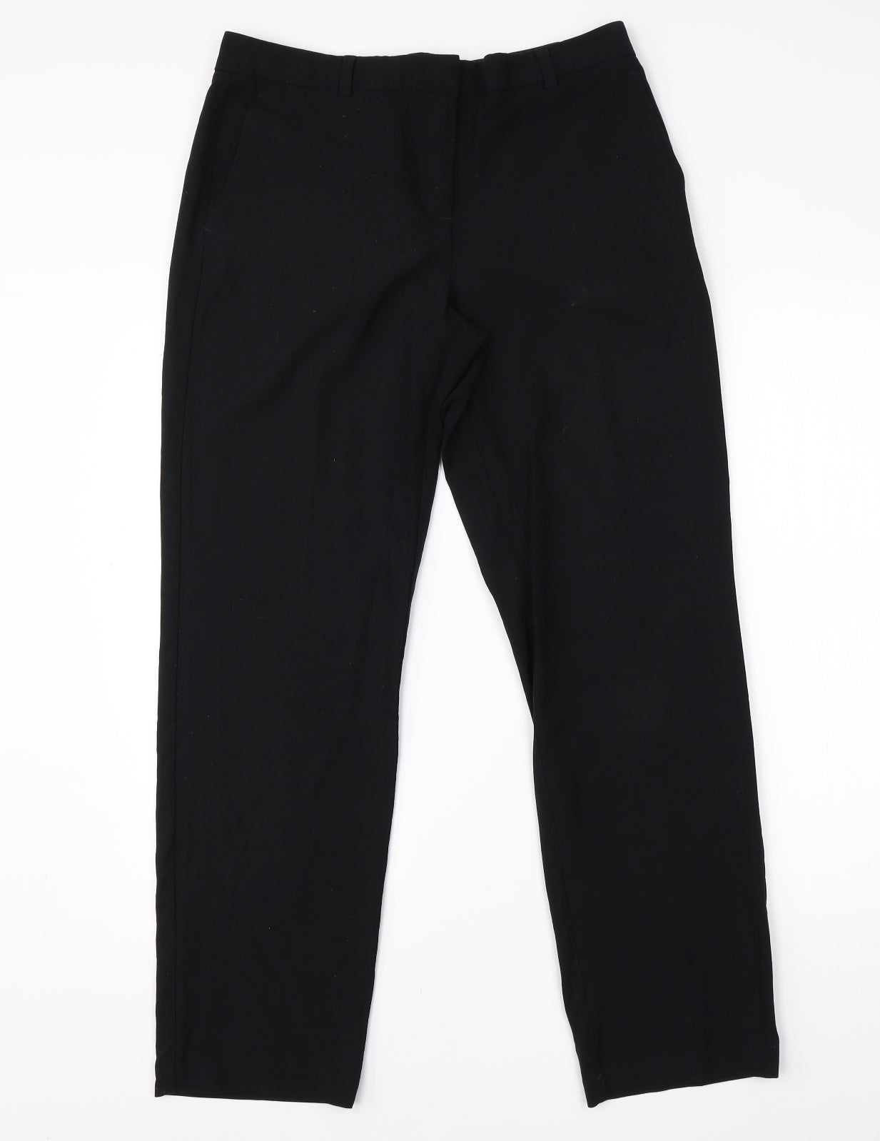 M&S Womens Black  Viscose Dress Pants Trousers Size 12 L24 in Regular