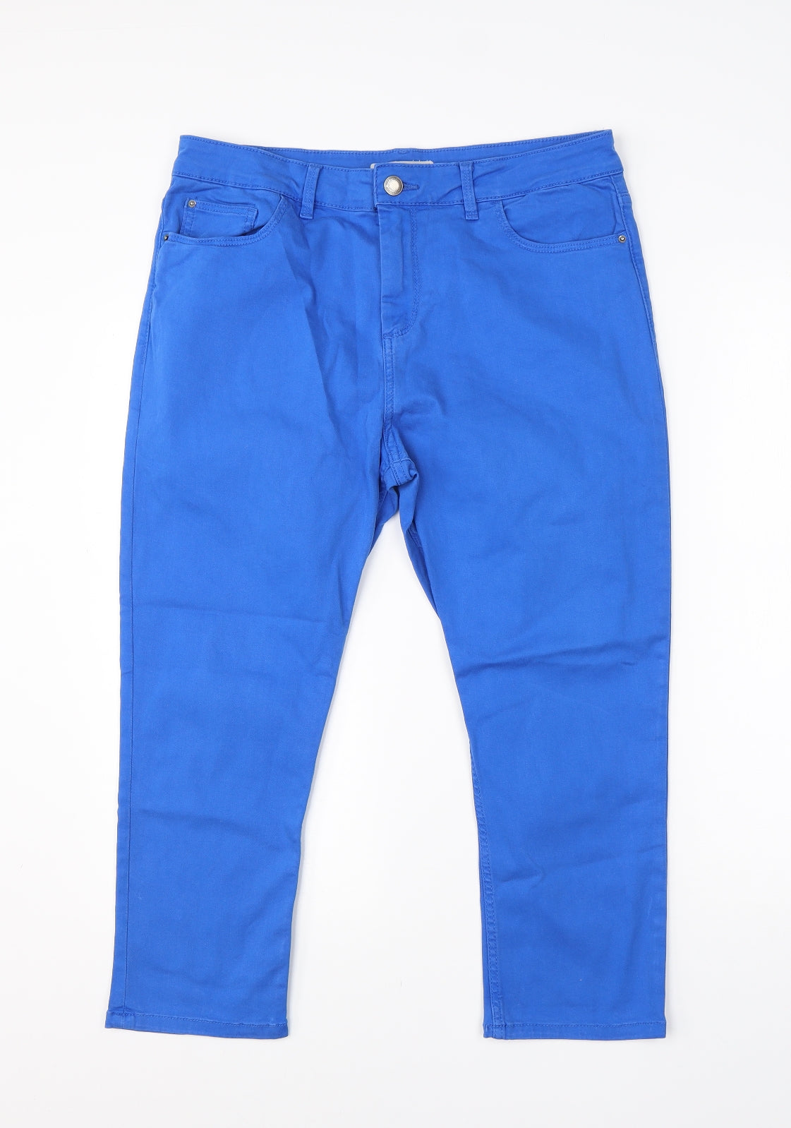 M&S Womens Blue  Cotton Skinny Jeans Size 14 L20 in Regular