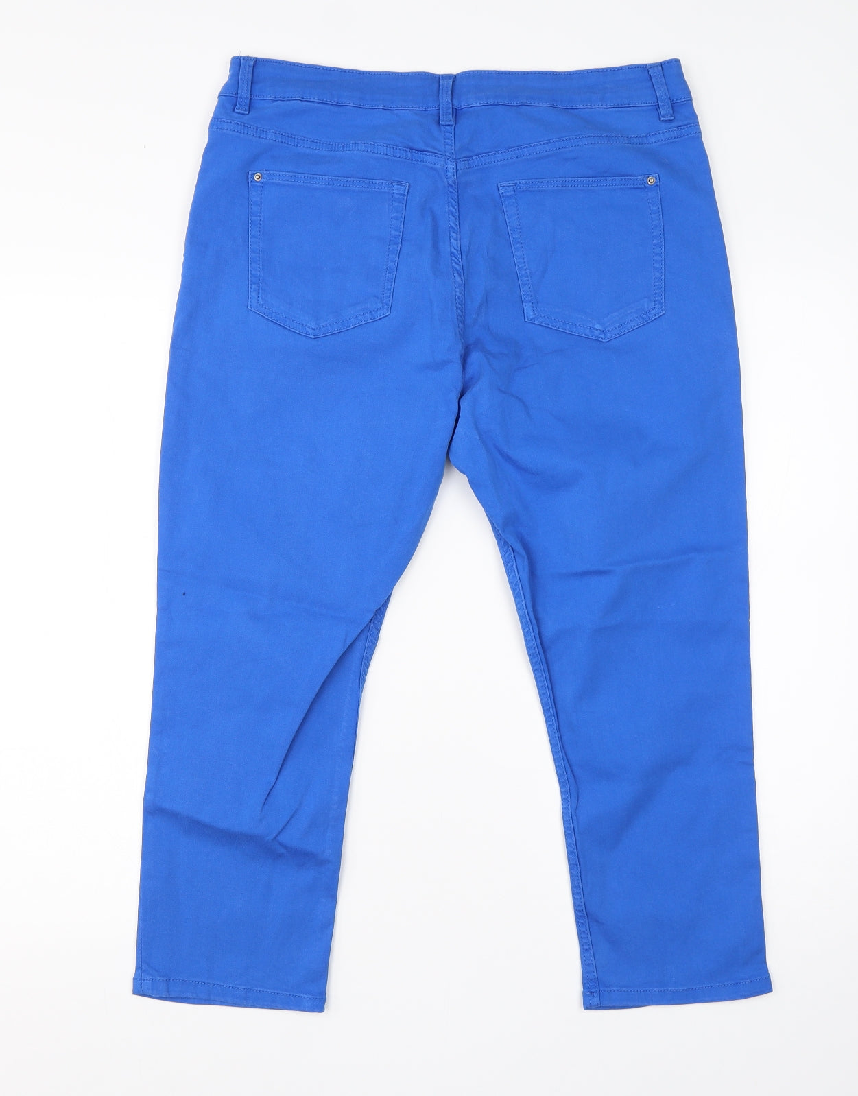 M&S Womens Blue  Cotton Skinny Jeans Size 14 L20 in Regular
