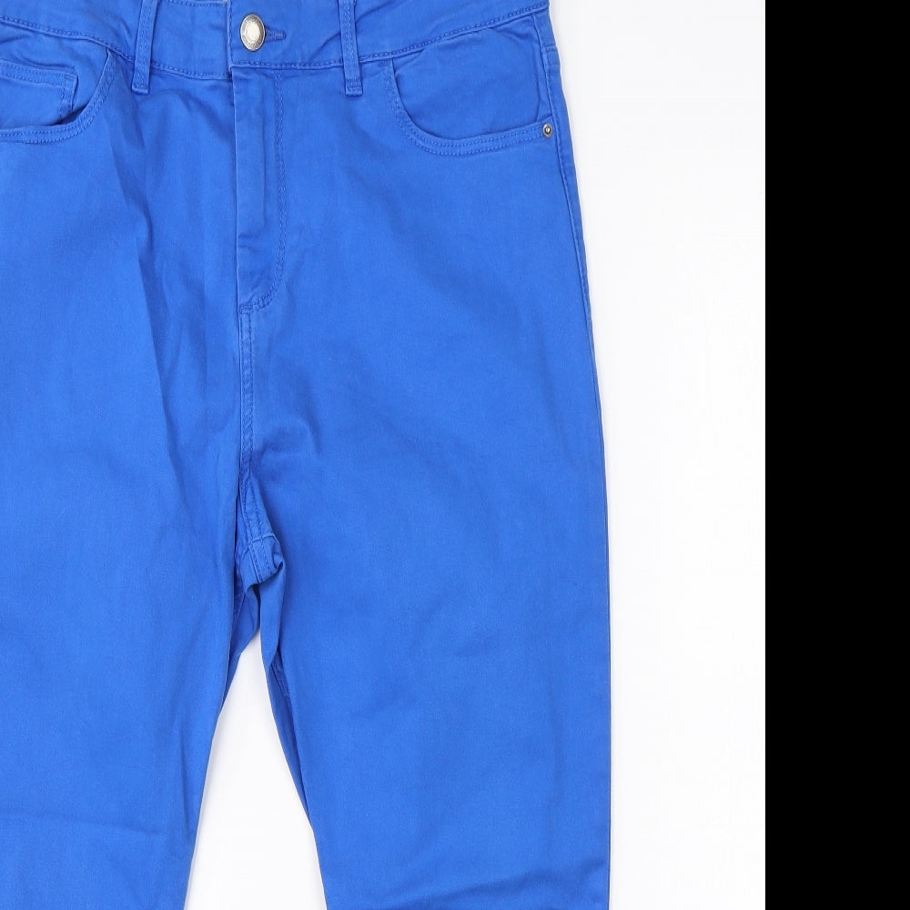 M&S Womens Blue  Cotton Skinny Jeans Size 14 L20 in Regular