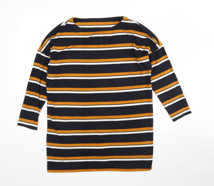 F&F Womens Multicoloured Striped Polyester Jumper Dress Size 12 Round Neck