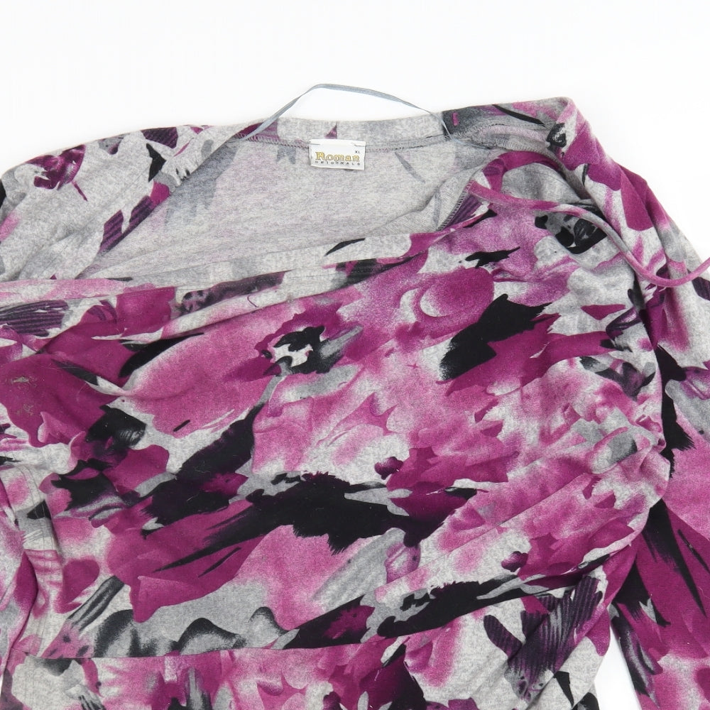 Roman Womens Multicoloured V-Neck Floral Polyester Wrap Jumper Size XL