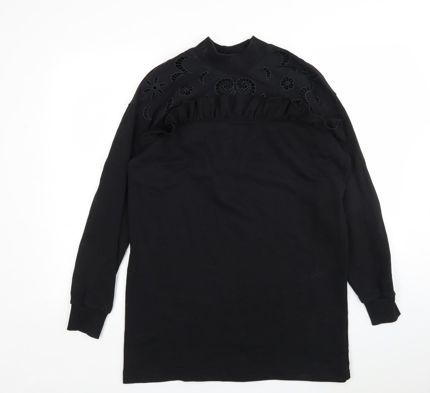 River Island Womens Black High Neck  Cotton Pullover Jumper Size M