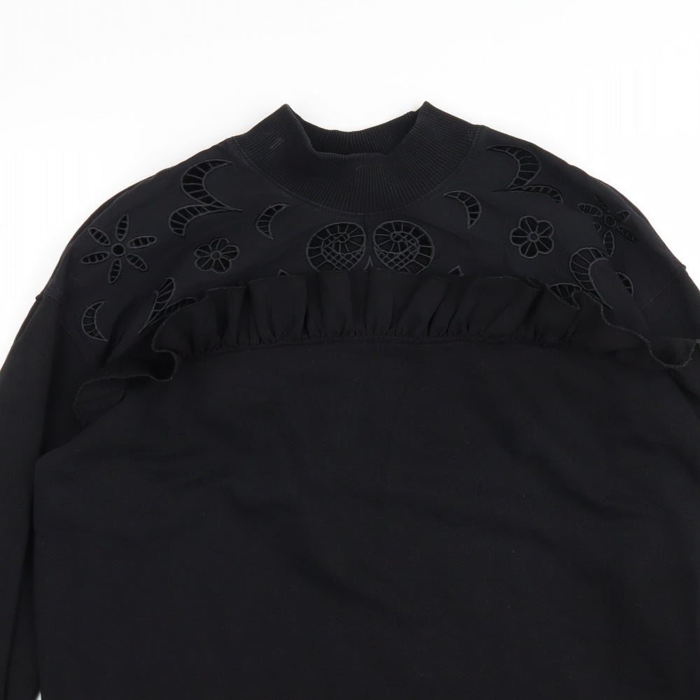 River Island Womens Black High Neck  Cotton Pullover Jumper Size M