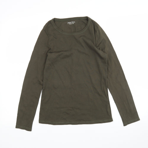 M&S Womens Green  Cotton Basic T-Shirt Size 12 Round Neck
