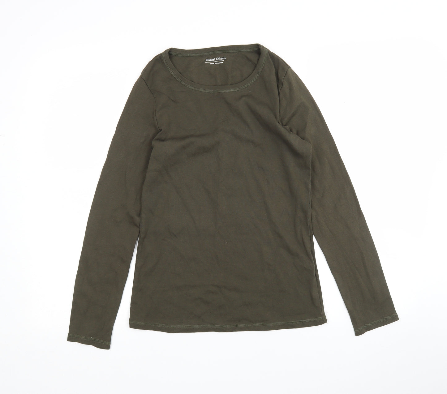 M&S Womens Green  Cotton Basic T-Shirt Size 12 Round Neck