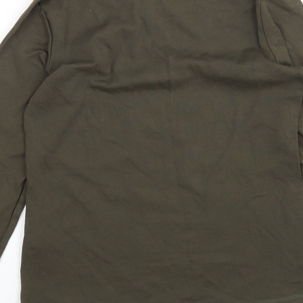 M&S Womens Green  Cotton Basic T-Shirt Size 12 Round Neck