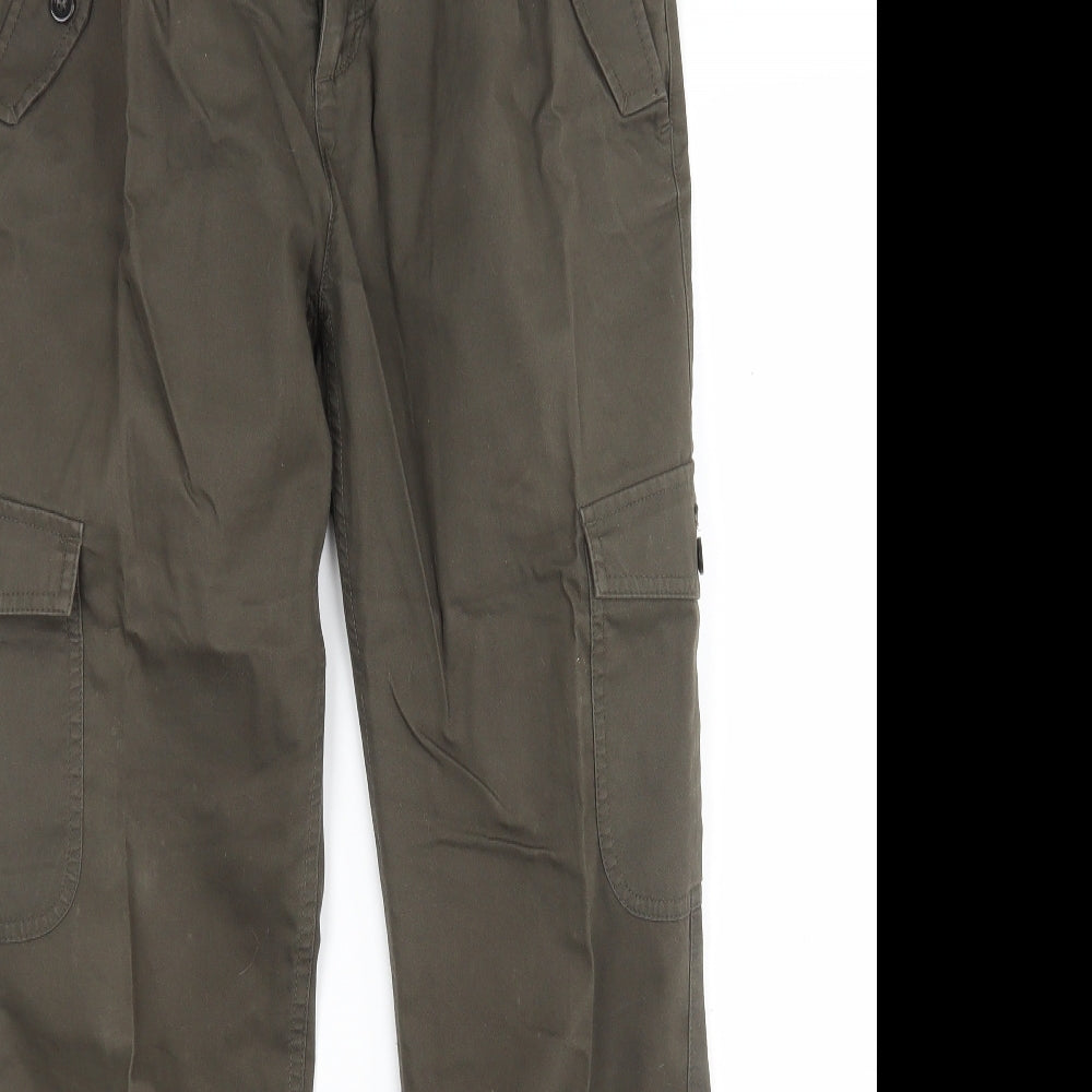 De Corp Womens Green  Cotton Cargo Trousers Size 12 L30 in Regular